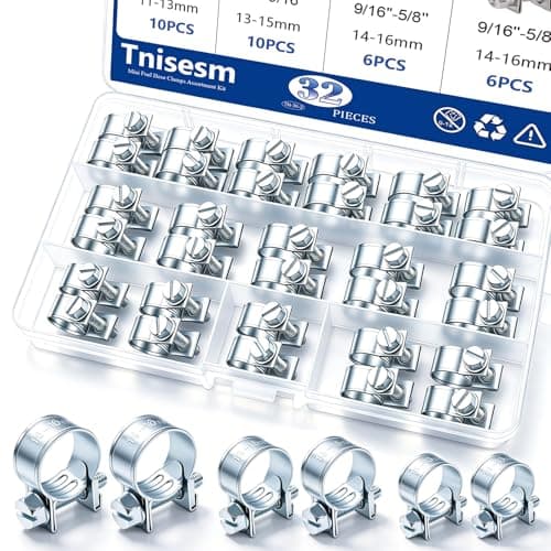 Tnisesm 32Pcs 14 516 38 Fuel Injection Gas Line Hose Clamps Clip Pipe Clamp Assortment Kit Hoses Clamps Sleevingfor Automotive Diesel Petrol Pipe