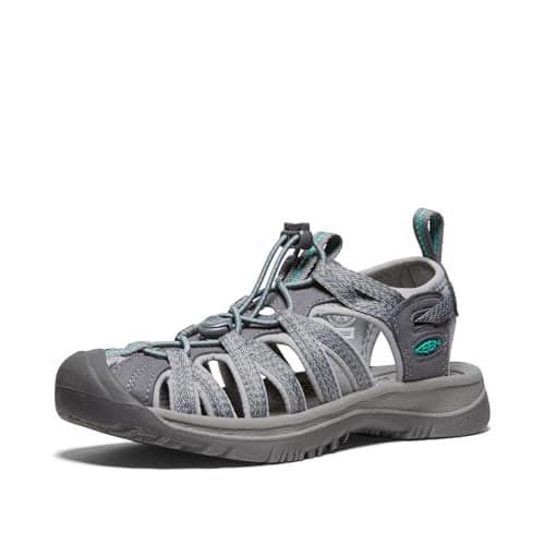 KEEN Women's Whisper Closed Toe Durable Comfortable Easy On Washable Adventure Sandals,Medium Grey/Peacock Green,7