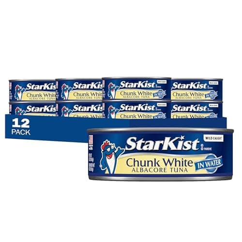 StarKist Chunk White Albacore Tuna in Water Pack of 12 5 Ounce Cans Wild Caught High Protein Tuna Fish Canned in Water Premium Quality Seafood Keto Friendly GlutenFree Dolphin Safe