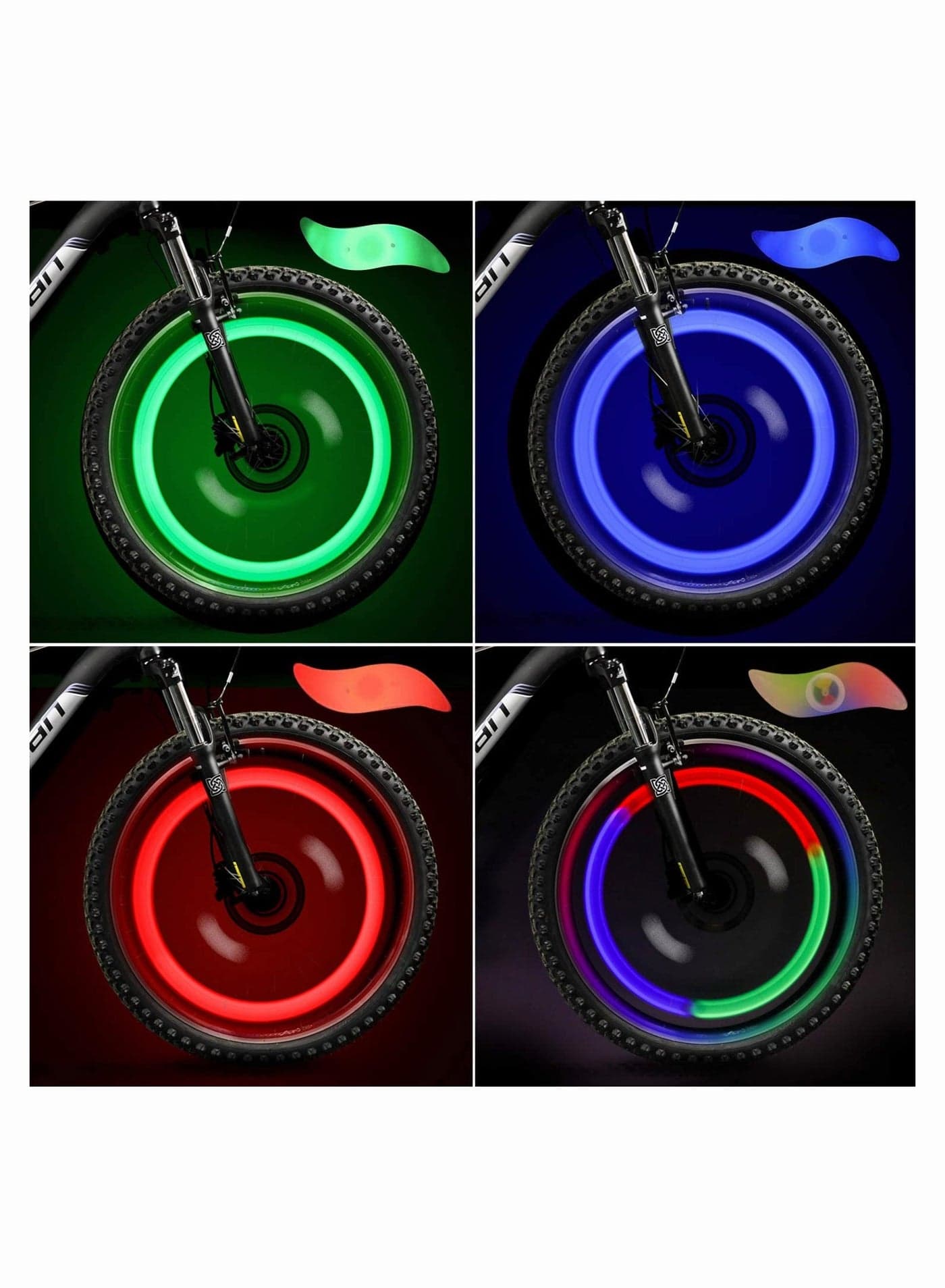 4 Pcs Bike Spoke Light Waterproof Easy Install Wheel Lights LED Neon Tire Flash Lamp with 3 Modes for Both Adults Kids