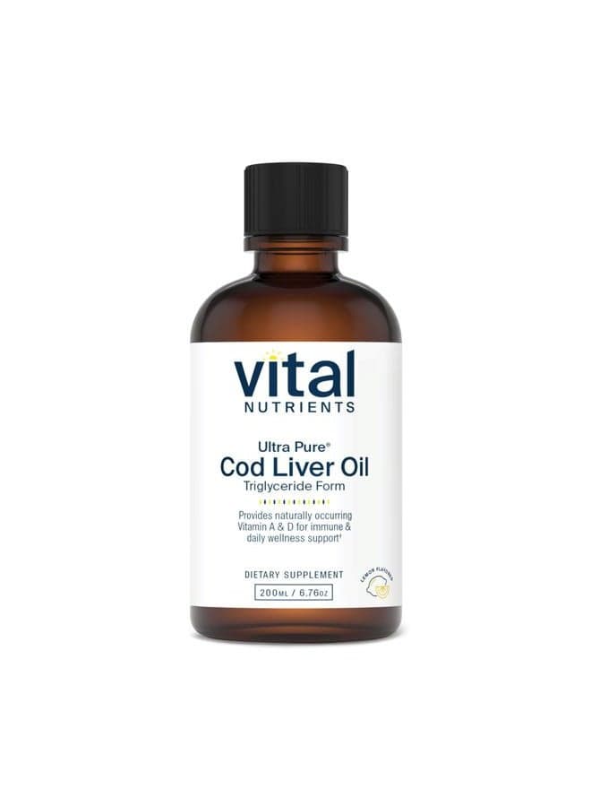 Ultra Pure Cod Liver Oil 1025 (Pharmaceutical Grade) - 100% Pure Norwegian Cod Liver Oil - 200 ml per Bottle