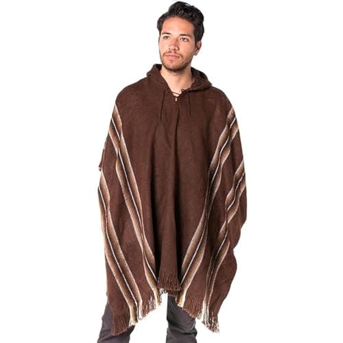 Gamboa Alpaca Poncho - Hooded, Brown, OS