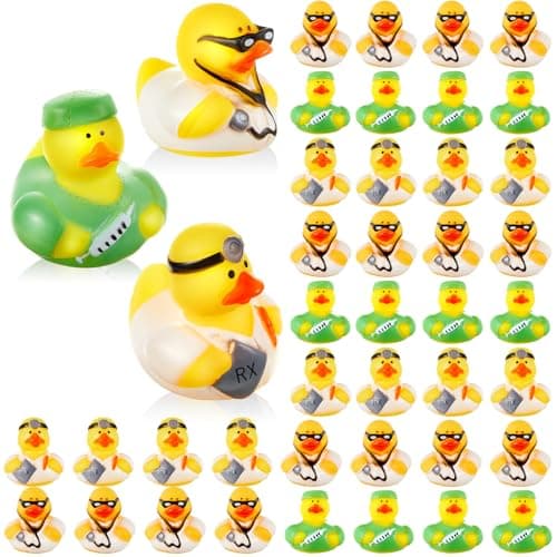 Deekin 24 Pcs Doctor Rubber Ducks Bulk 2 Inch Rubber Ducks Party Favor Decorations for Birthday Pool Party Occupation Cosplay