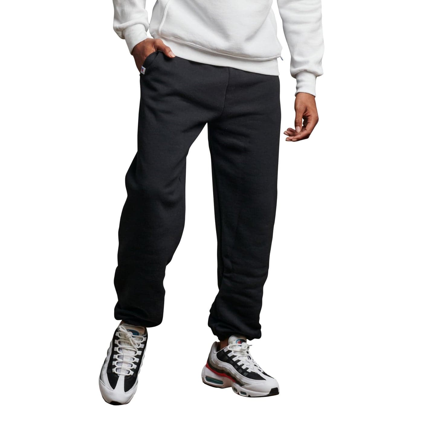 Russell Athletic Mens DriPower Hemmed Elastic Closed Bottom Fleece Sweatpants Black Pockets XXLarge US