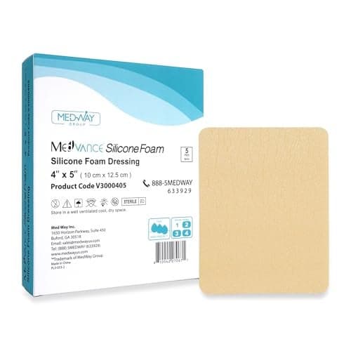 Silicone Foam Dressing Waterproof Silicone Adhesive Foam Dressing Easy Apply Remove Wound Bandages Dressings for Pressure Sores More 4 x 5 Absorbent Bandage