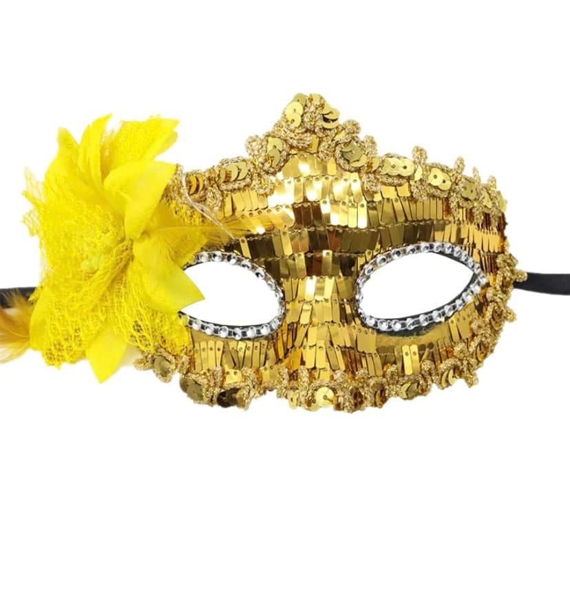 Wanna Party Golden Sequin Masquerade Mask with Net for Women for Masquerade Party, Venetian party,Stage Performances,Eye Mask for Halloween, Birthday, Adult Party,50 Shades of Grey Party