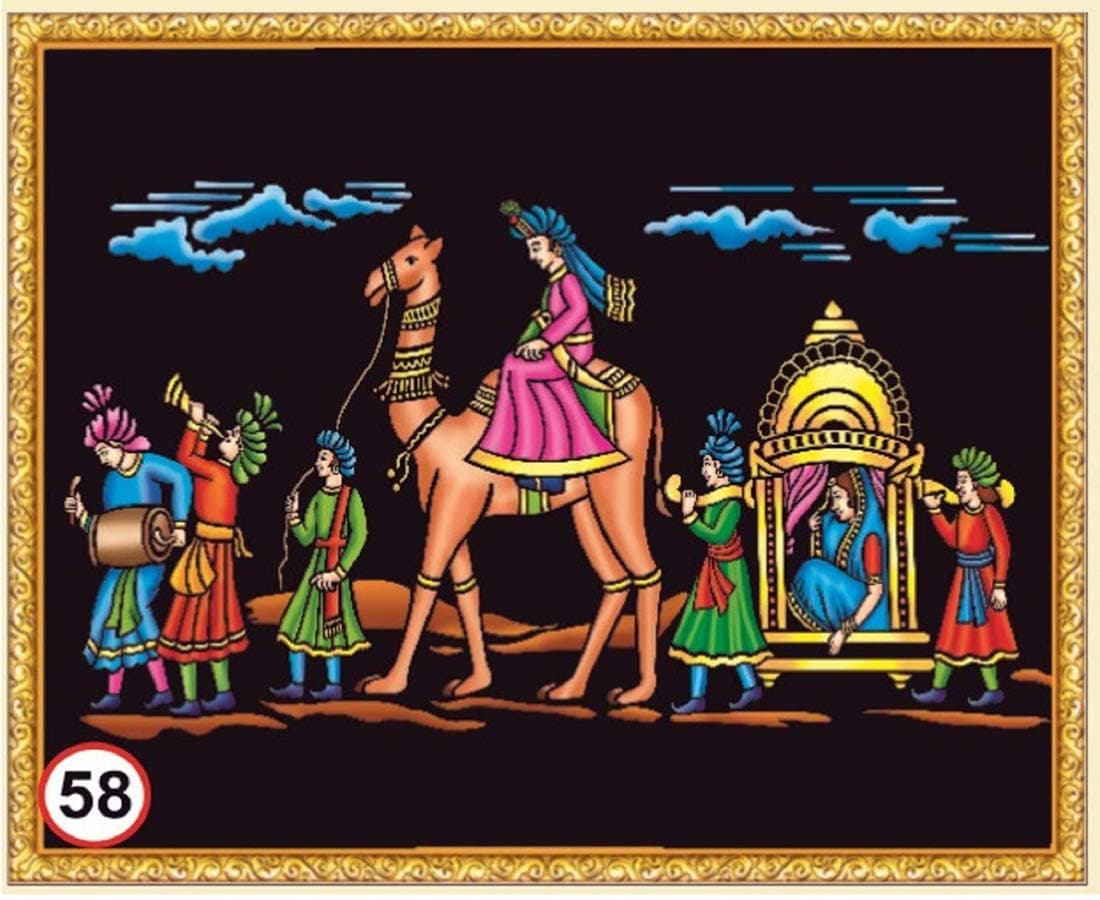 Rainbow DIY - Emboss Painting Kit, Baraat with Camel, Medium(13x19 inch), Design No. 58