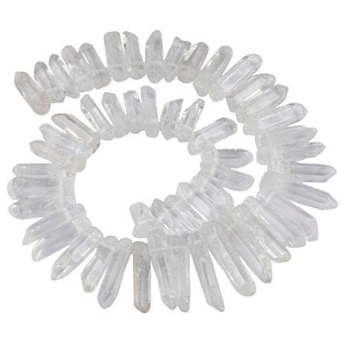 SUNYIK Natural Rock Quartz Crystal Points Quartz Polished Sticks Spikes Point Beads 15 inch Strand Drilled