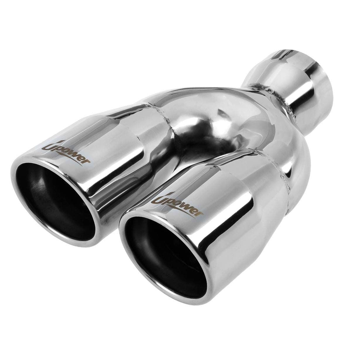 Upower 25 to 3 Dual Exhaust Tip 2 12 Inch Inlet 3 Inch Outlet 95 Length Weld On Exhaust Tailpipe Tips 304 Polished Stainless Steel 12mm Thickness Double Wall Slant Rolled Edge