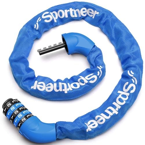 Sportneer Bike Lock: 5 Digit Combination High Security Anti Theft Bike Chain Lock - 3.6ft Heavy Duty Keyless Bicycle Lock for Bike, Motorcycle, Scooter, Door & Gate - 6mm Thick, Easy to Use, Blue