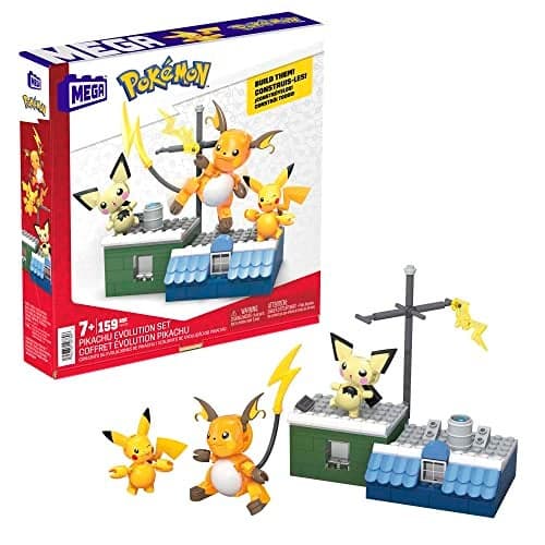 MEGA Pokémon Action Figure Building Toys for Kids, Pikachu Evolution Set with 159 Pieces, 3 Poseable Characters, 8 Year Old Gift Idea