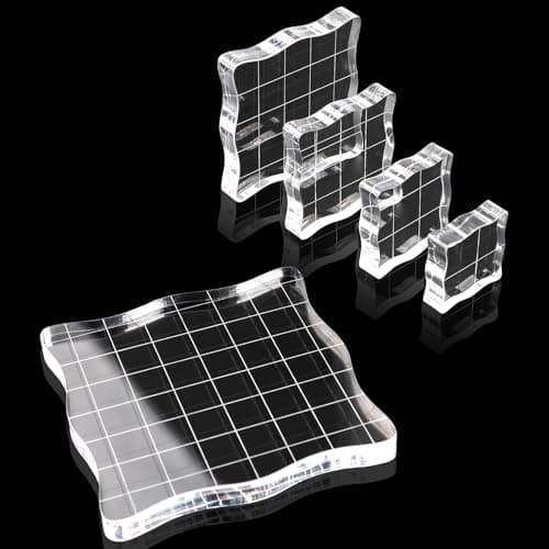 5PCS Clear Acrylic Block for Stamping Acrylic Stamp Block Stamping Tools for DIY Crafts Stamping Block Decorative Stamp Block with Grid Lines Clear Stamping Blocks Tools Set
