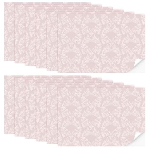Flutesan 12 Pcs Miniature Dollhouse Wallpaper and Flooring Peel and Stick Mini DIY Self Adhesive Dollhouse Accessories 827 x 1169 Inch Vintage Pink