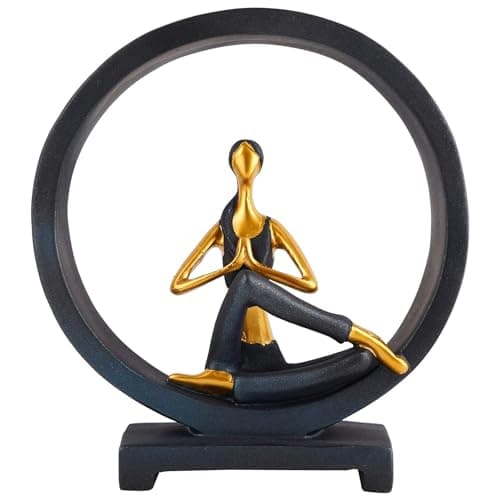 YAGVIZ Resin Yoga Posture Lady Showpiece Decorative Statue For Home Decor Living Room Bedroom Shelf Decoration- Sculptures And Decoration, 22 Centimeters, 23 CM, Black, Music