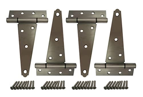 QCAA Stainless Steel Extra Heavy Tee Hinge, 6" x 2.5mm, with Stainless Screws & Hinge Pin, 4 Pack