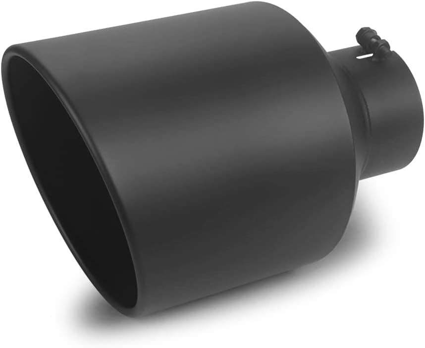 LCGP 5" Inlet 10" Outlet 15" Long Rolled End Angle Cut Bolt On Exhaust Tip Tail Pipe - Black Powder Coated