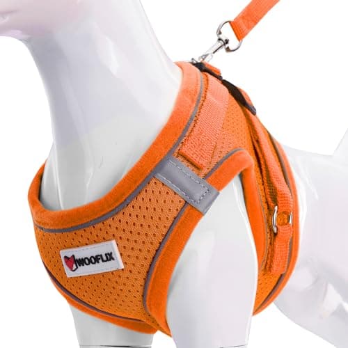 WOOFLIX Dog Harness for Small Dogs, Puppies and Cats | Suitable for Small Size Dogs, Cats & Puppies of 2.5kg-4.5kg | Reflective Soft Padded Dog Harness with Secure Fit | Orange (2.5kg-4.5kg Dog & Cat)