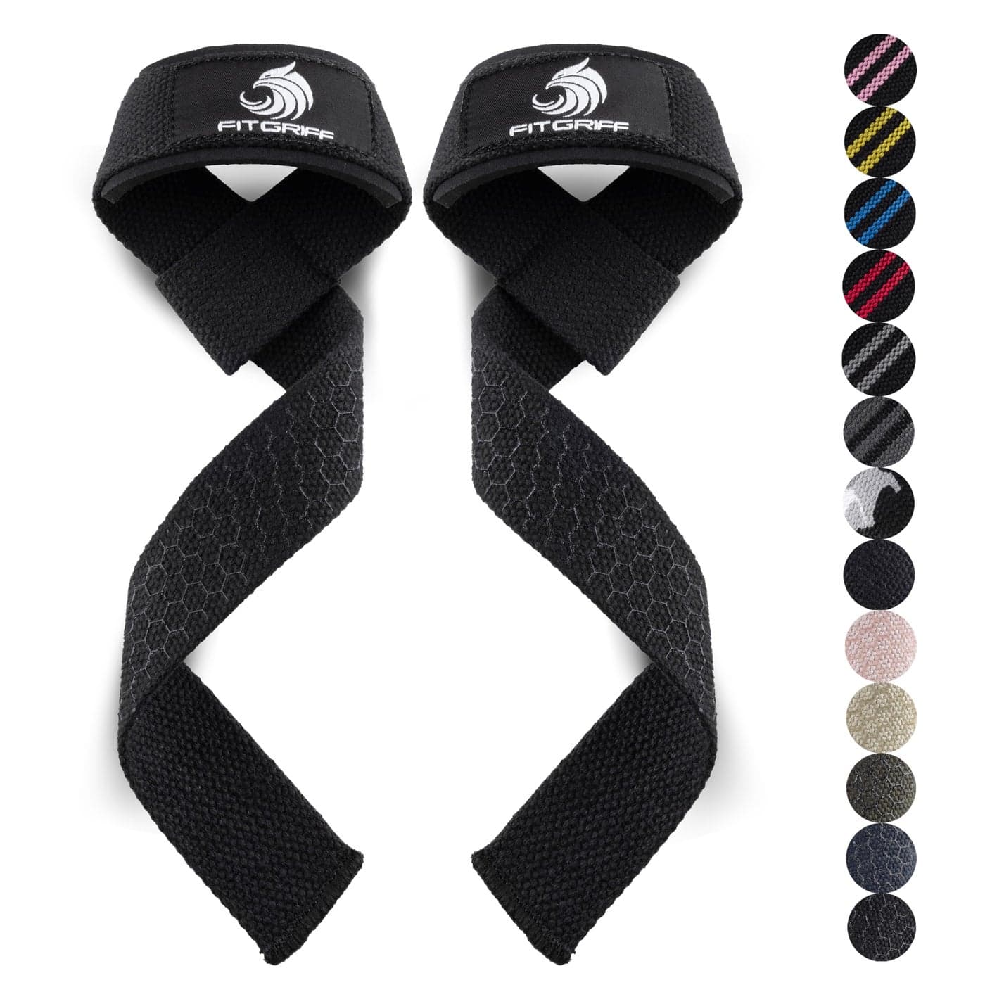 Fitgriff® Lifting Wrist Straps for Weightlifting, Gym, Deadlift, Workout (Made of Premium Cotton & Padded) - Men & Women (Standard, Black (Silicone-Grip))