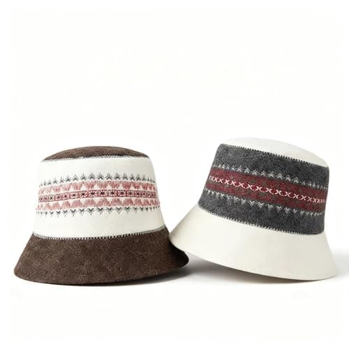 Funnysoft 2 Pcs Ukrainian Wool Sauna Bucket Hat Embroidered Vyshyvanka Banya Cap Gift for Men Women Hot Steam Spa BathhouseStylish Style Multicolor
