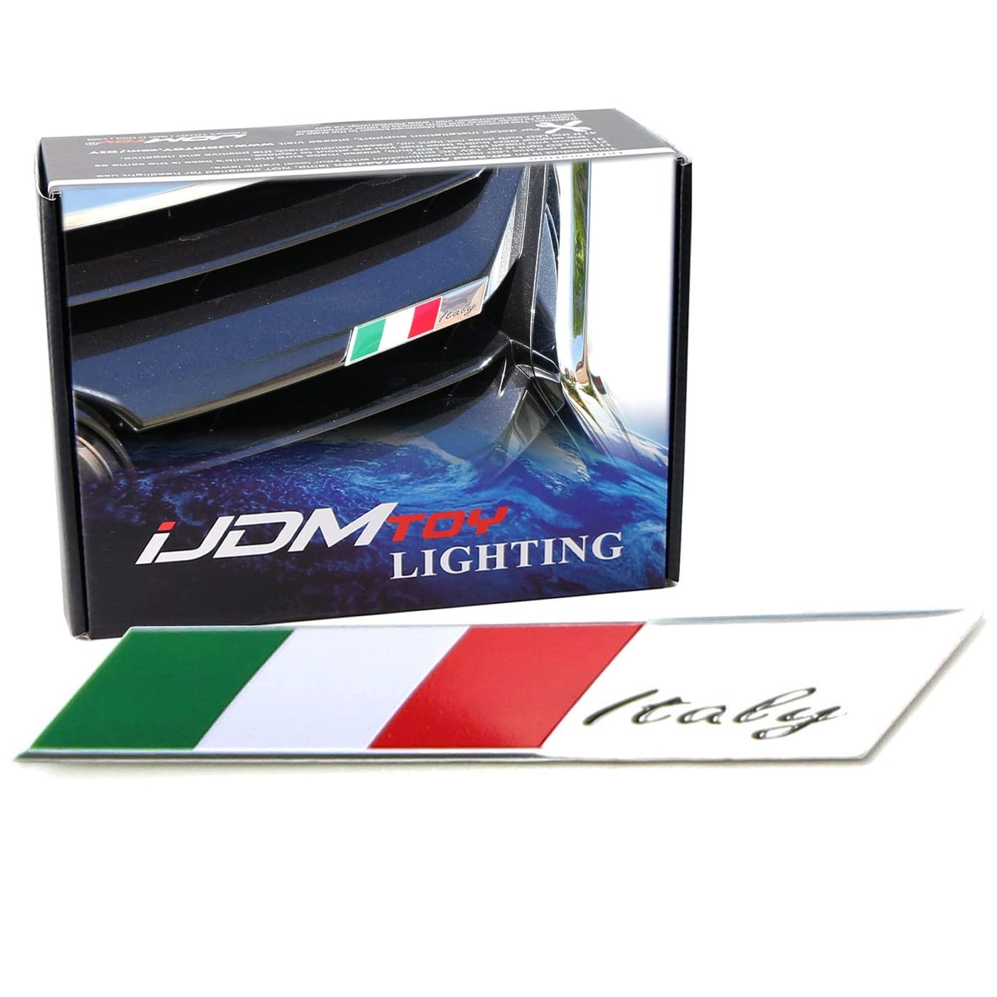 iJDMTOY Aluminum Plate Italian Flag Emblem Badge Compatible with Italian Car Front Grille Side Fenders Trunk Dashboard etc