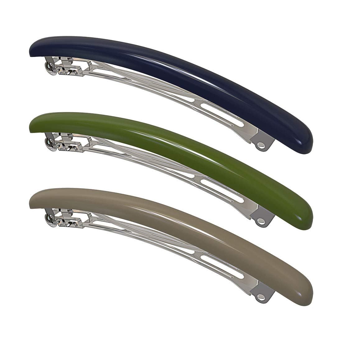 Skinny Hair Barrettes for Women Long Simple Acrylic French Hair Clips Elegant Classic Hairpins Steel Clip Clamp Girls Hair Accessories Navy Blue Dark Green Light Brown 3Pcsset