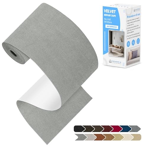 KING MOUNTAIN Couch Fabric Repair Patch Fabric Patches for Furniture 4 x 63 Waterproof Velvet Repair Tape for Sofas Car Seats Furniture Upholstery Fabrics and Velvet Goods Grey20