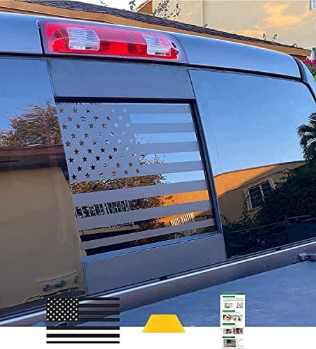 Xinghe for Toyot Tacoma 20052023 American Flag Decals for Truck Back Sliding Window Matte Black USA Flag Decal for Truck Back Window Waterproof Vinyl Durable and Easy Remove Truck Decal