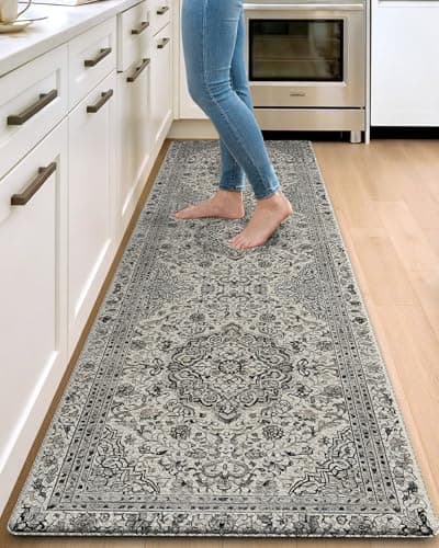 DEXI Kitchen Mats for Floor Cushioned, 23x86 Large Long Runner Rug Non Slip, Waterproof Soft Comfort Standing Padded Anti Fatigue Decorative, Brown Grey