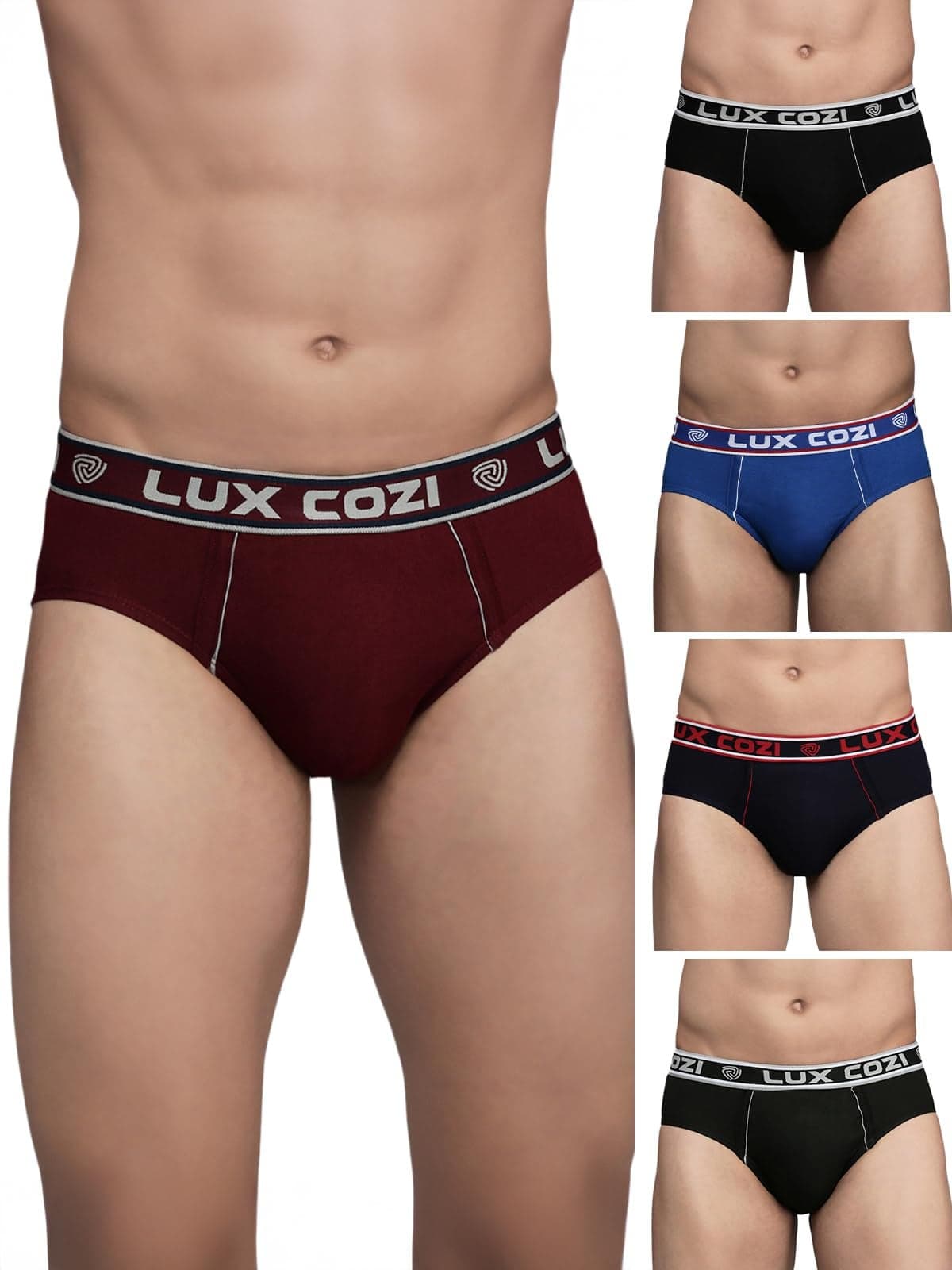 Lux Cozi Men's Cotton Brief (Pack of 5) (8904209872913_COZI_BIGSHOT_BRIEF_COL_80_Assorted) (Color & Prints May Vary)