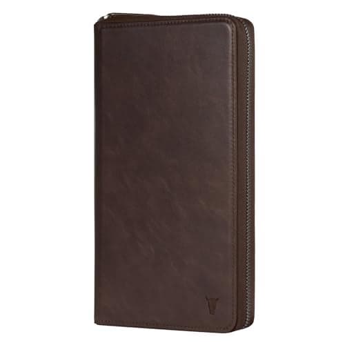 TORRO Premium Leather Family Travel Wallet RFID Blocking Travel Organizer Family Passport Holder for 4 Passports Travel Documents and Cards Dark Brown