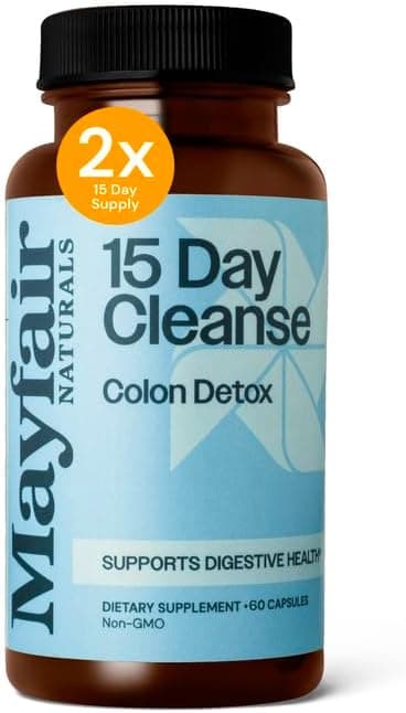 30 Day Supply15 Day Cleanse Colon Detox 60 Capsules 30 Servings Natural Laxative for Constipation and Digestive Health Supplement Dietary Supplement