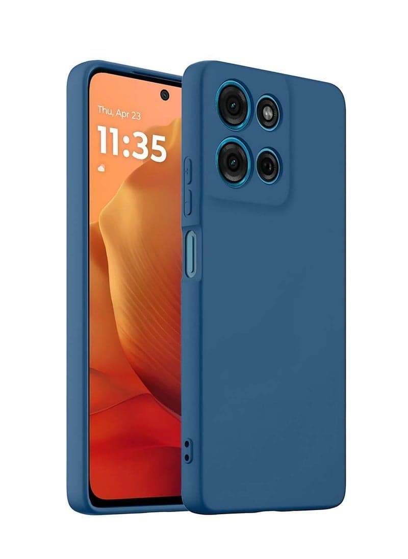 Motorola Moto G15 4G 2025 Premium Soft Liquid Silicone Case Cover – Navy Blue | Shockproof, Slim Fit, Anti-Fingerprint, Soft Microfiber Lining, Anti-Slip Grip, Stylish & Durable Back Cover for Daily Protection