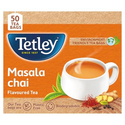 Tetley | Masala Chai Flavoured with Natural Flavour | Black Tea | 50 Tea Bags
