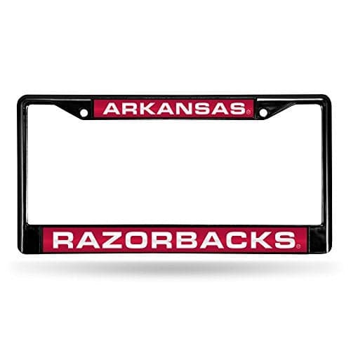 Rico Industries NCAA Arkansas Razorbacks Black Black Laser Cut Chrome Frame 12" x 6" 12" x 6" Black Laser Cut Chrome Frame - Car/Truck/SUV Automobile Accessory