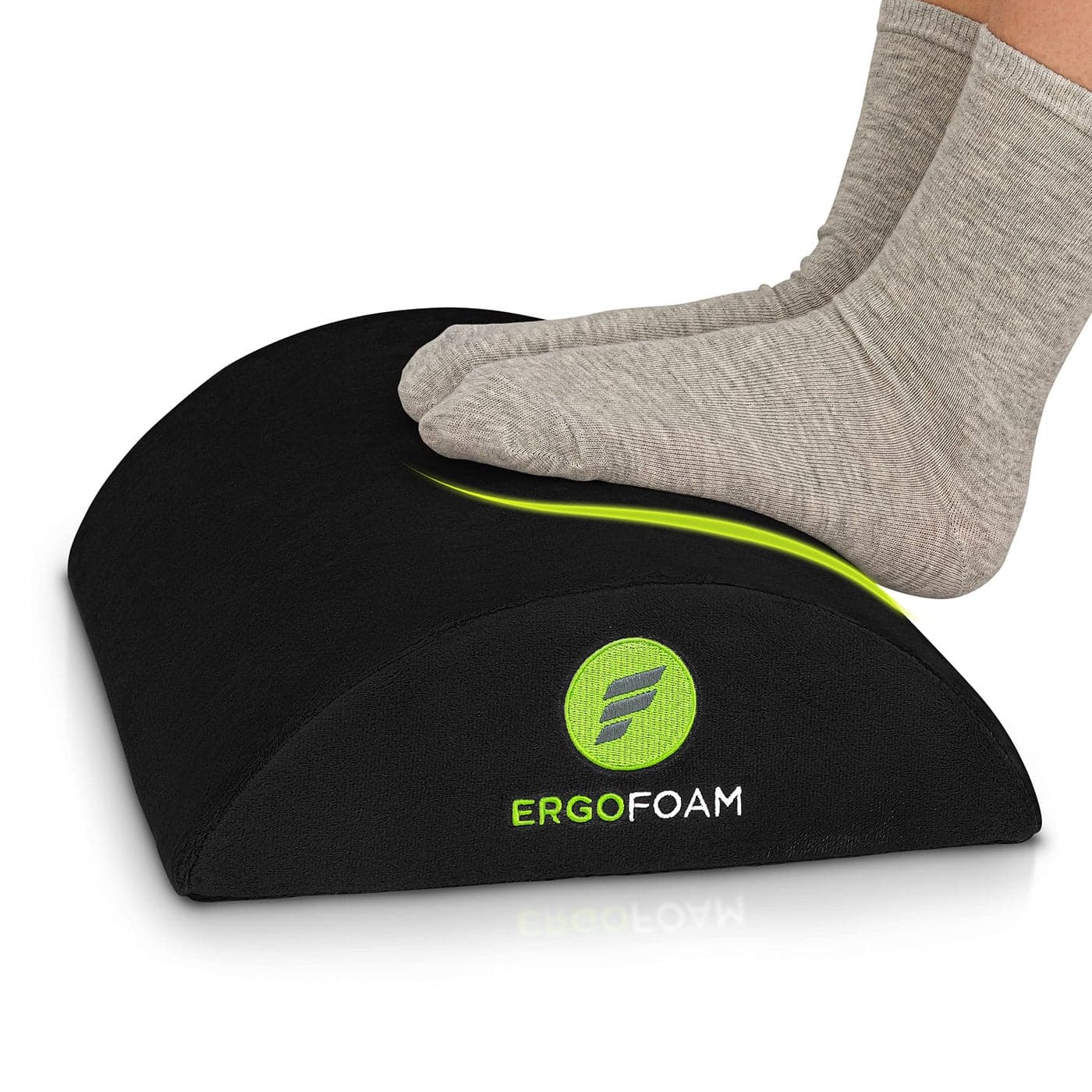 ErgoFoam Ergonomic Foot Rest Under Desk Premium Velvet Soft Foam Footrest for Desk Most Comfortable Desk Foot Rest in The World for Lumbar Back Knee Pain Foot Stool Rocker Black