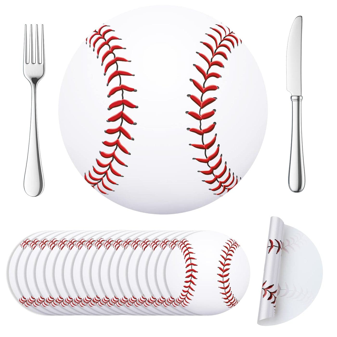 Yinder 50 Pieces 12 Inch Disposable Place Mats Sport Ball Birthday Party Decorations Supplies for Sports Party FavorsSoccer