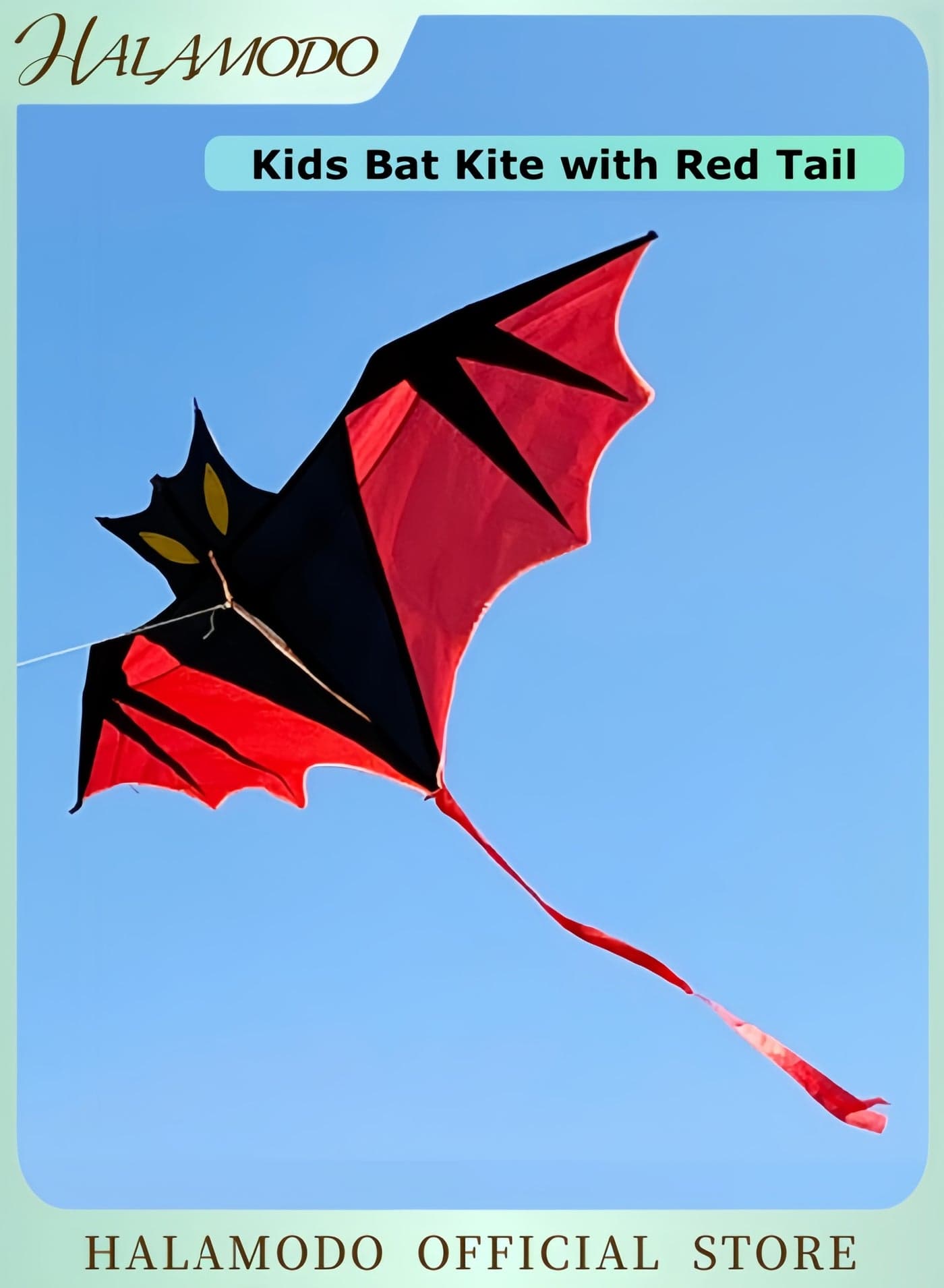 Kite for Kids Bat Kite with Red Tail Easy to Fly & Assemble Beach Kites Perfect for Beach Trip Park Family Activities Outdoor Games