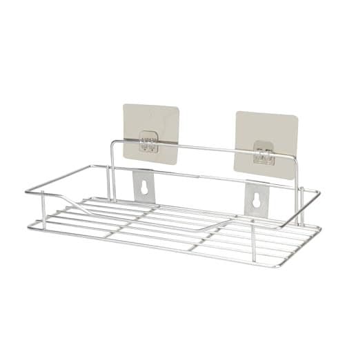 Q13® Stainless Steel Multipurpose Self bathroom rack, kitchen, home, Adhesive Organizer for bathroom without drilling storage soap, Shampoo, Detergent Racks & Wall Holder Box Storage Basket