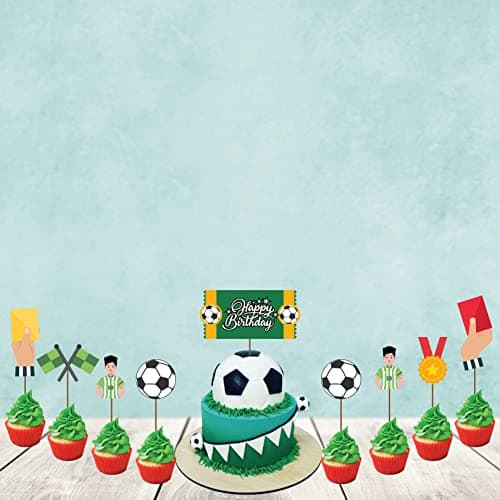 Festiko®Football Theme Party Supplies (9 Pcs)- for Game Day, and Football Birthday Party Decorations,Party Supplies Combo Cake Topper & Cup Cake Toppers