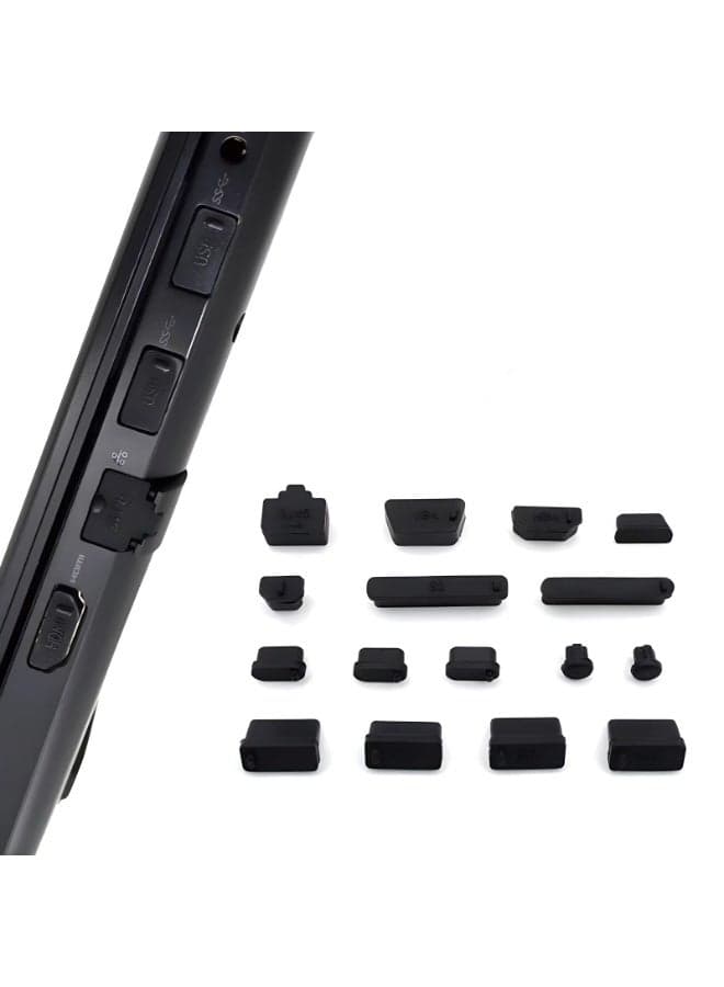 16 Pcs USB Port Cover, 10 Types Silicone Laptop Ports Cover Dust Plugs Caps for Type C/USB C, USB Female Plug, HDMI, RJ45, SD Card, Headphone Ports, USB Type-C Dust Stopper