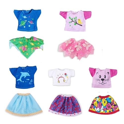 Wakao Set of 5 ColorTopic Doll Clothes for 145 Inch American Girl Wellie Wishers Dolls PurpleYellowBluePinkGreen