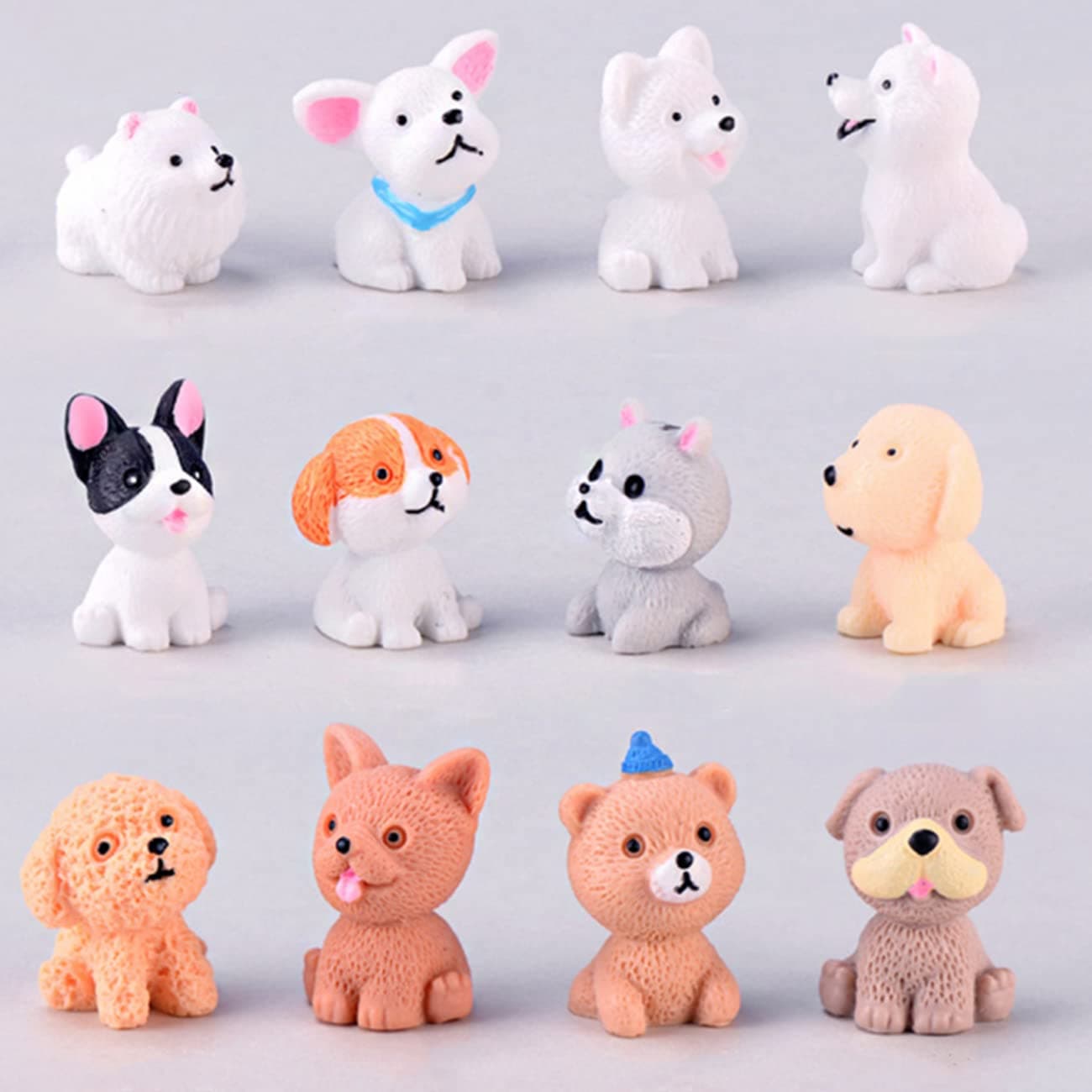 LONCESS Fairy Garden Accessories 12 Pcs Dog Miniature Figurines Realistic Animals Dog for Fairy Garden Miniature Terrarium CraftsOrnament for Home Office Cake ToppersCar DecorTabletop Decor