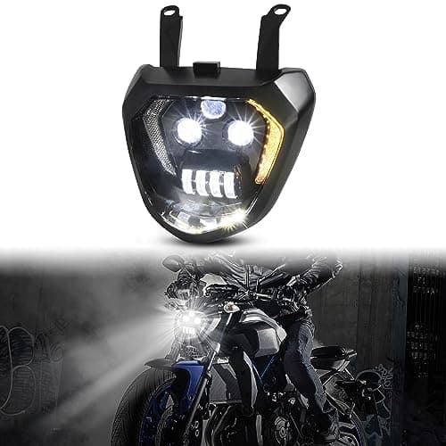 VEISUTOR LED Headlight Assembly for Yamaha MT-07 FZ-07 14-17, LED Headlamp Front Light with High Low Beam DRL Turn Signal Lights Lamp for Yamaha MT-07 FZ-07 2014 2015 2016 2017 Accessories