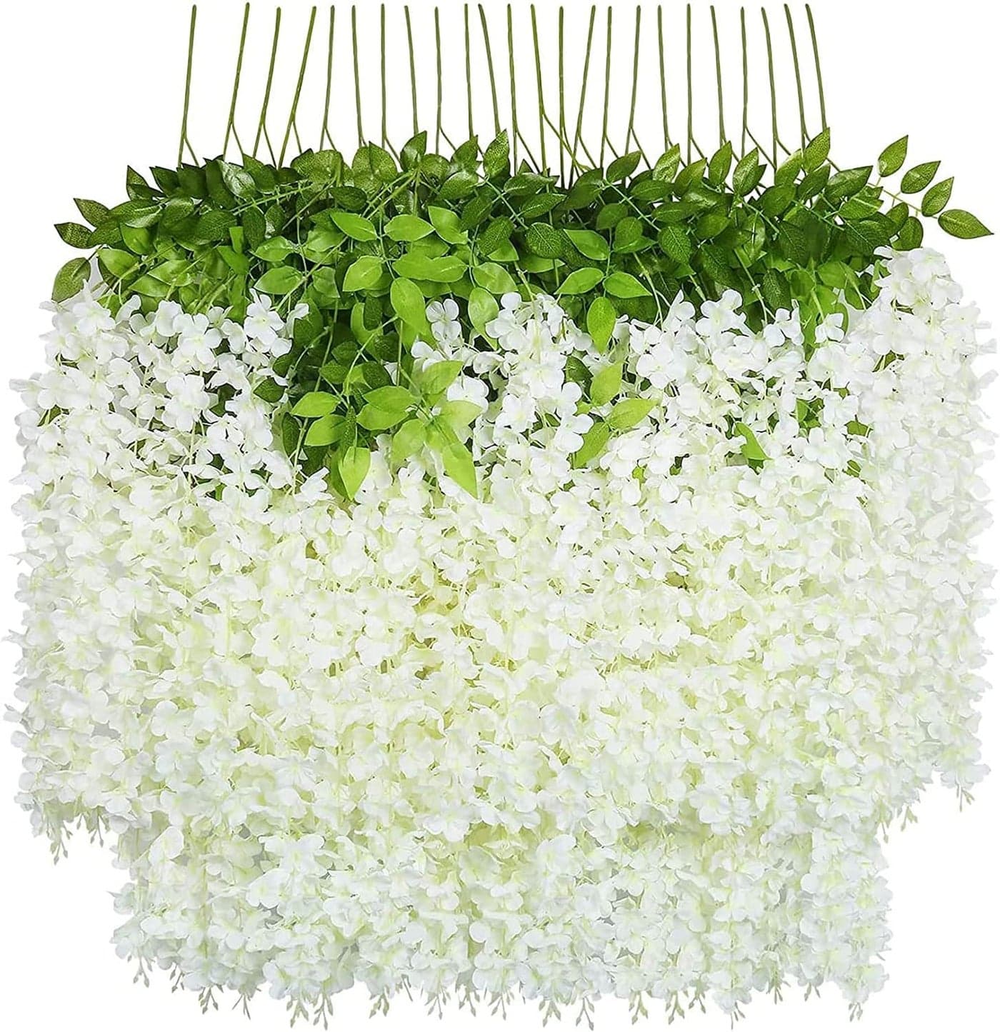 UArtlines 36 Pack Total 139 Feet Artificial Fake Wisteria Vine Rattan Hanging Garland Silk Flowers String Home Party Wedding Decor 36 White