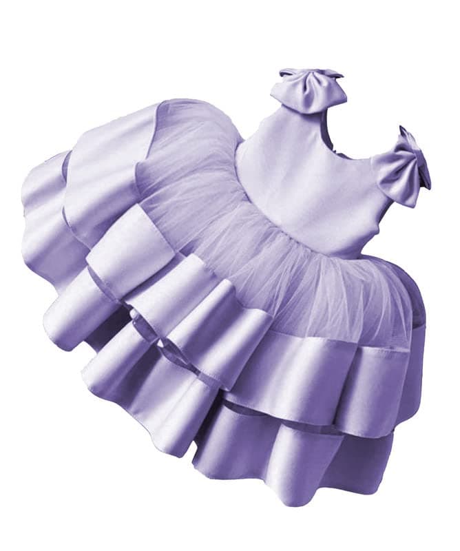 Niren Enterprise 2 Layer Stylish Satin Frock for Kids Girl 2 to 8 Years Old (Lavendar, 5-6 Years)