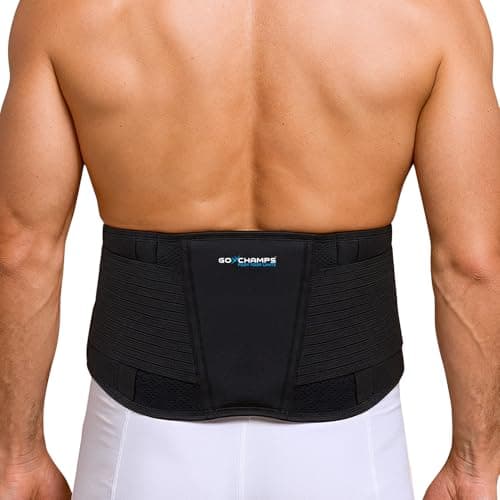 GoChamps Premium Neoprene Lower Back Support with Adjustable Straps, Breathable Lumbar Waist Belt for Gym, Sports and Daily Use, Japanese Collaboration, Small (65-75 cm, Pack Of 1)