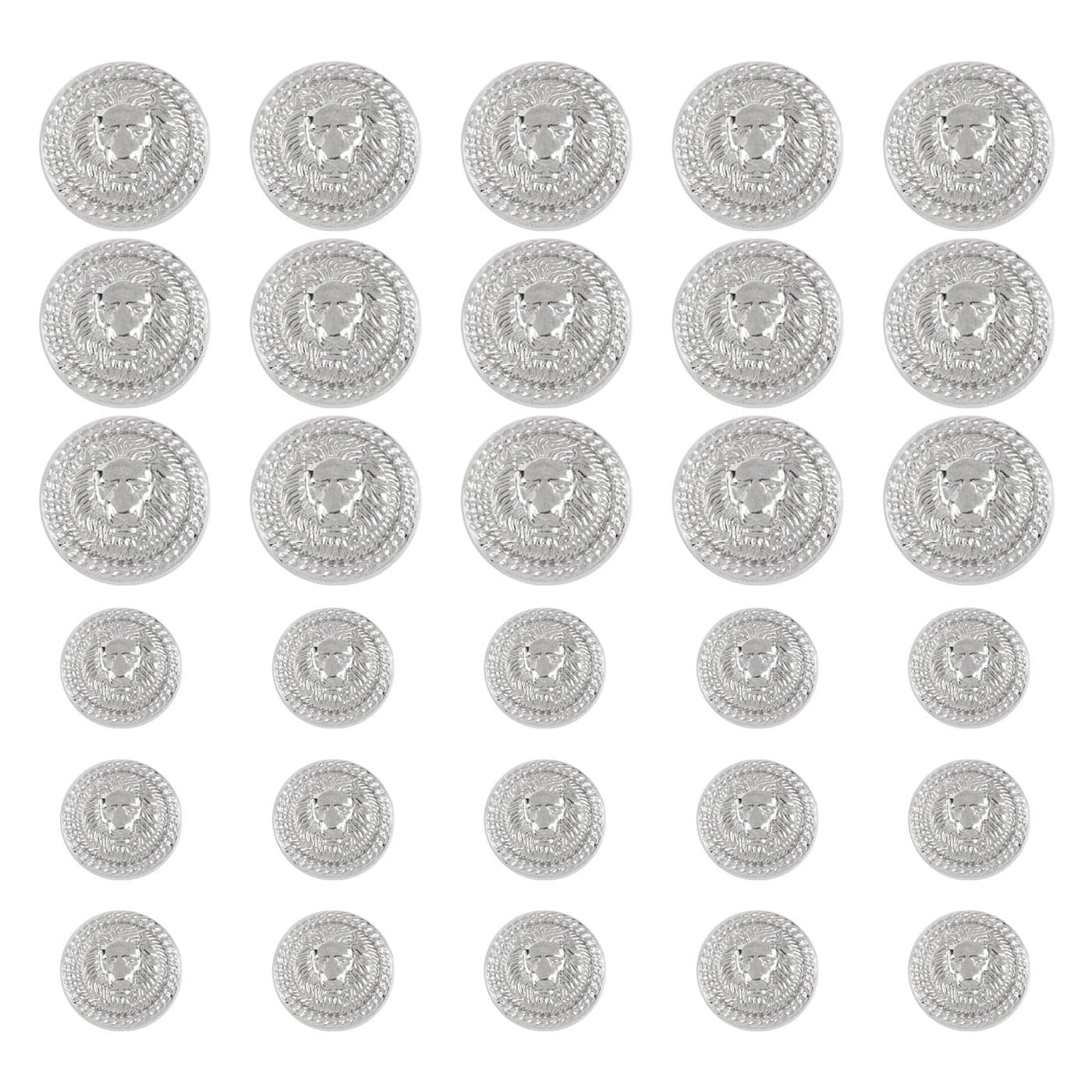 Framendino 30 Pack Silver Metal Lion Head Buttons Vintage Sewing Button for Blazer 15mm 23mm