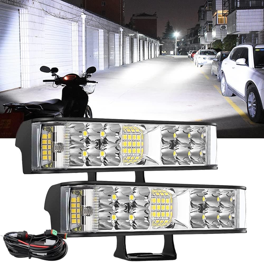 ADTOPI 6 inch Led Light Bar with Wiring Harness Kit, LED Pods Flood Spot Combo Beam Driving Work Fog Light Off Road Super Bright Waterproof for UTV Truck Sand Rail ATV SUV Chevy