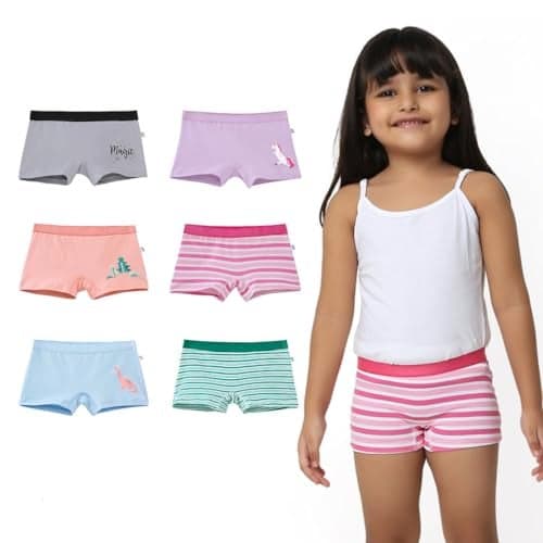 YouGotPlanB Cotton Trunks for Girls | Ages 4-16 | Stretchable Trunks for Kids | Snug-Fit | Perfect for Active Girls Multicolour