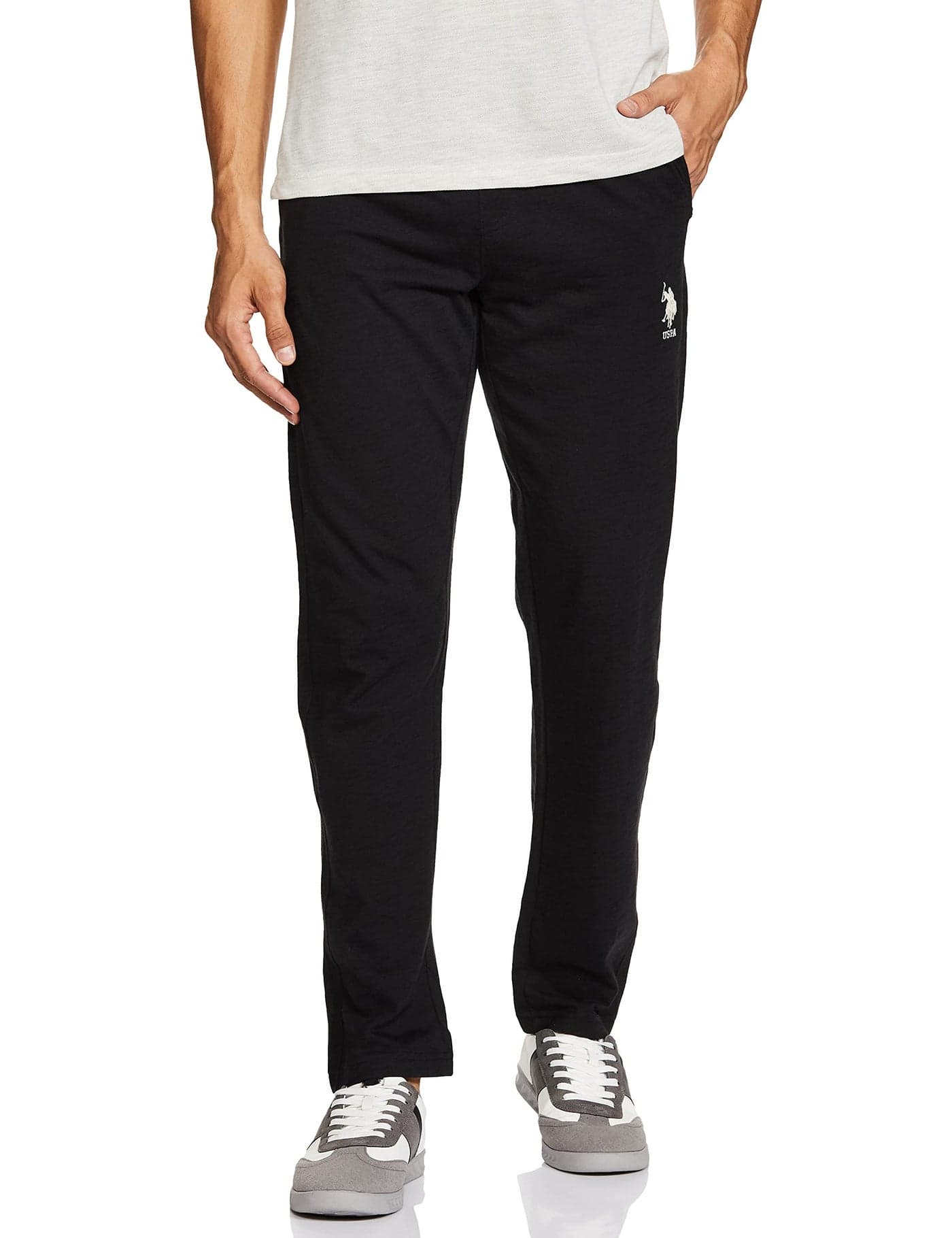 U.S. POLO ASSN. Men's I672 Comfort Fit Stripe Cotton Poly Trackpants Pack of 1 (I672-031-ST_Grey / Black_S)